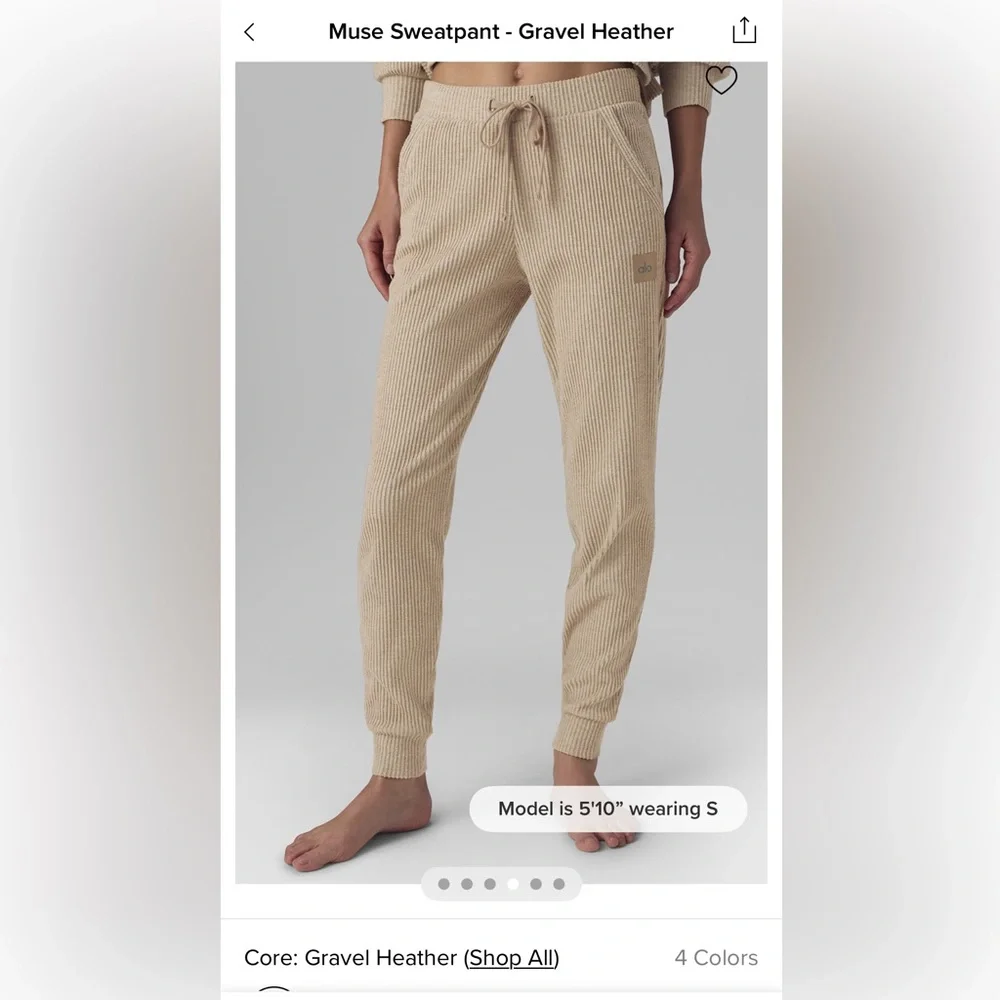 ALO Yoga Muse Sweatpants Gravel Heather size S NWT - Picture 3 of 3